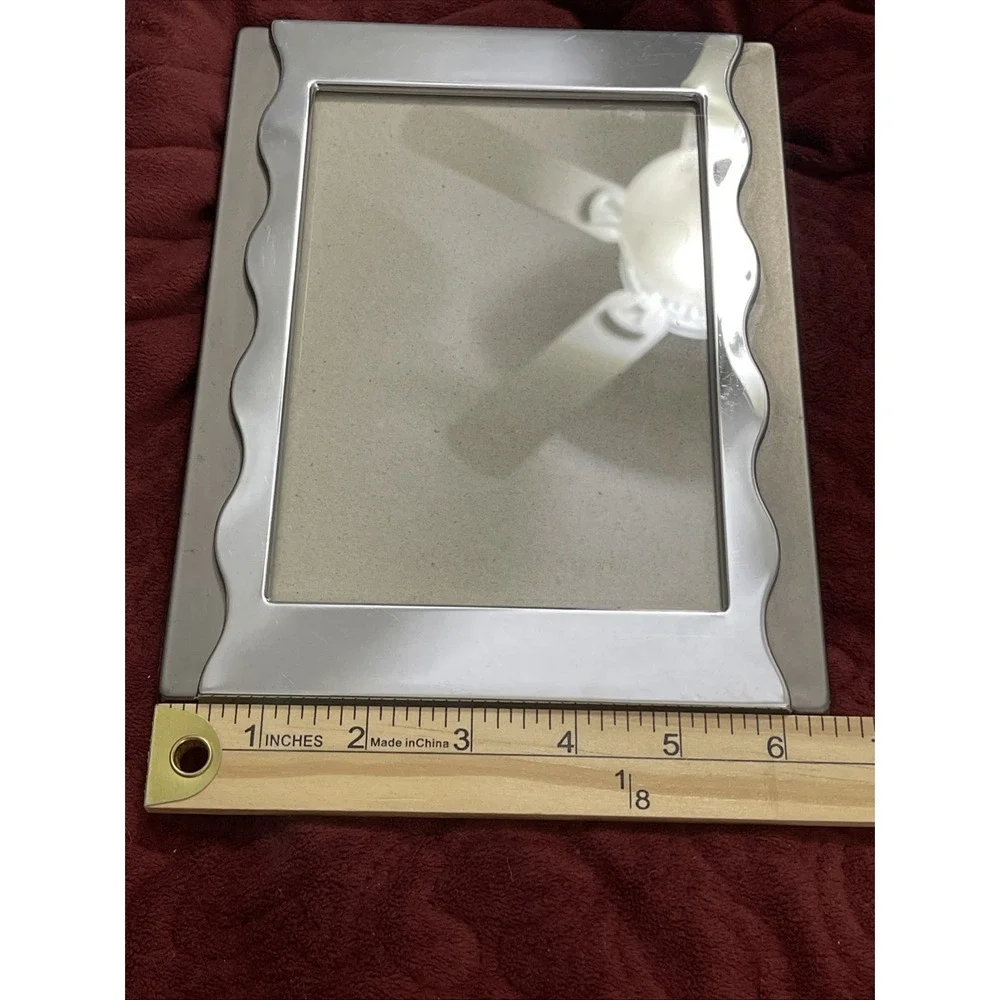 Burnes Of Boston ‎ 5 x 7 Picture Photo Frame Chrome and Gunmetal Gray Wavy
